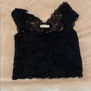 Black lace crop top.